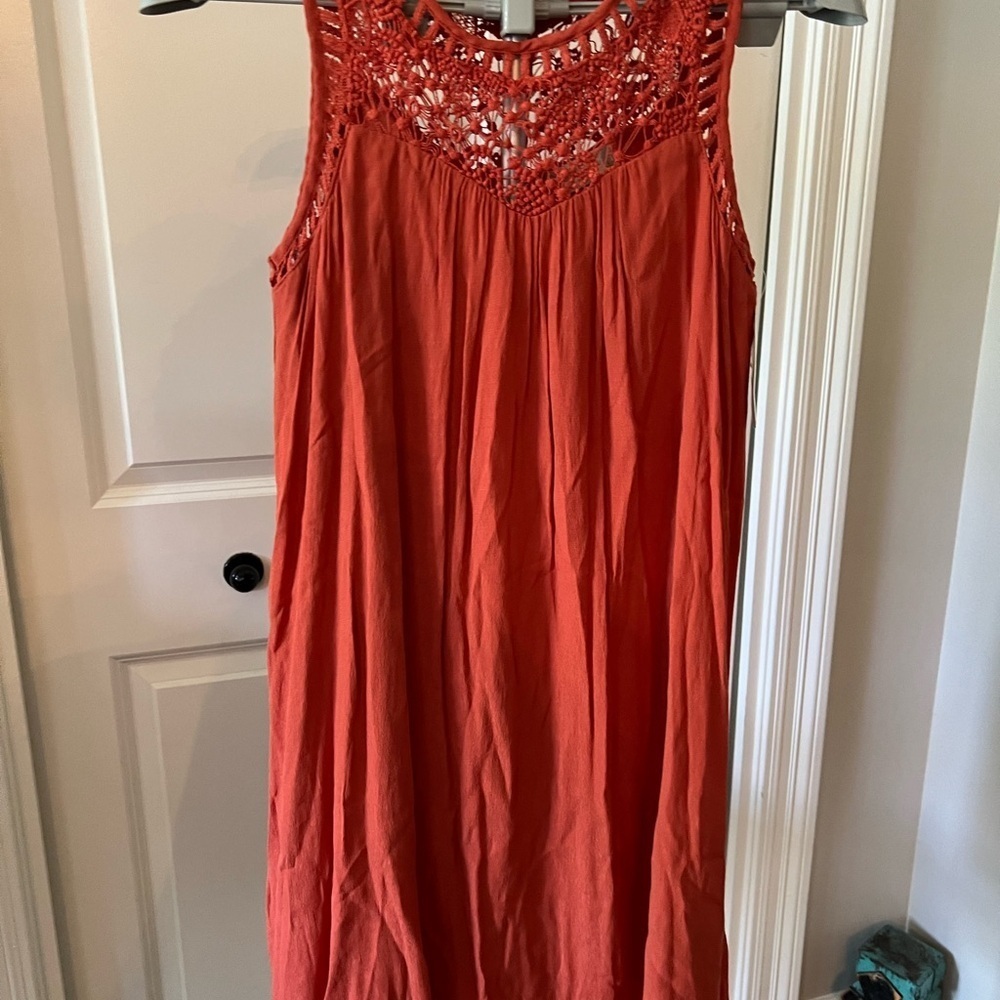 Altar'd State Coral Crochet Midi Dress NWT